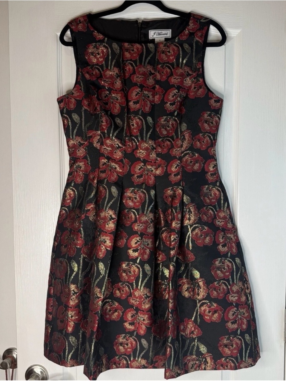 J. Howard Black & Red Floral Fit-and-Flare Dress